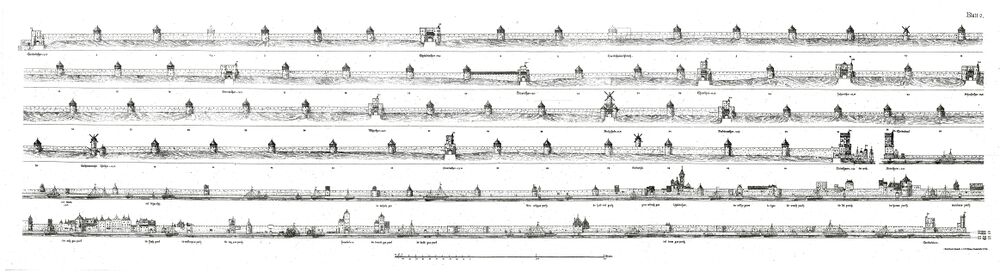 Bachtor, Position des Bachtors innerhalb der mittelalterlichen Stadtmauer, H.J. Wiethase 1882