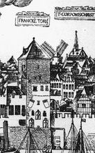 Frankenturm, Ausschnitt aus einem Panoramabild von Köln, Anton Woensam, 1531)