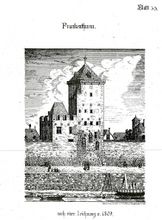 Frankenturm nach einer Zeichnung von 1809, H.J. Wiethase 1882 (Bildausschnitt)